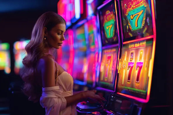 A man celebrating a winning moment on his laptop while gaming symbols float around him, capturing the excitement of ZS777 games.